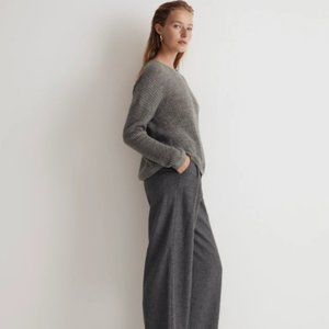Madewell Lightweight Ribbed Crewneck Cropped Sweater in Heathered Pewter